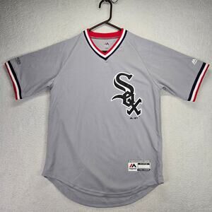Chicago White Sox Jersey Mens X-Large Majestic Gray V Neck Heat Transfer Logo